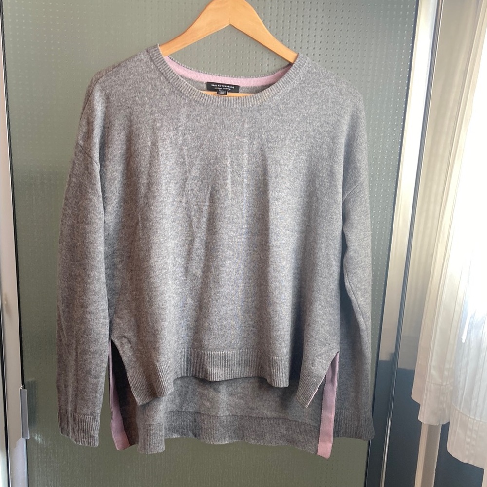Saks Fifth Ave Gray and Lavender Cashmere Women’s Sweater